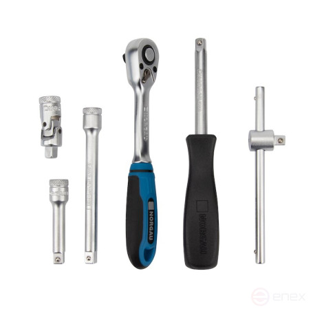 Set of hexagon socket heads NORGAU Industrial with 1/4" accessories, 35 pieces, N2035-S414 in a metal box