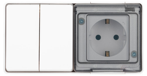 Socket Block with Switch ERA Expert 11-7502-01 Dual IP55 16A-10AX-250V AC White