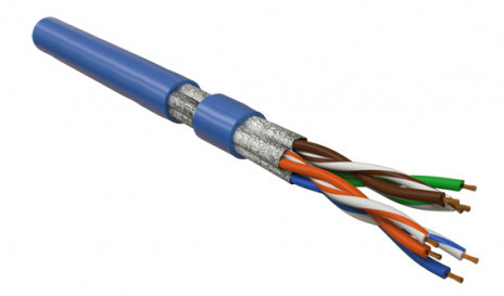 UFTP4-C6-P26-IN-LSZH-BL-100 (100 m) Twisted pair cable, shielded U/FTP, category 6, 4 pairs (26 AWG), stranded (patch), each pair in foil, LSZH, blue