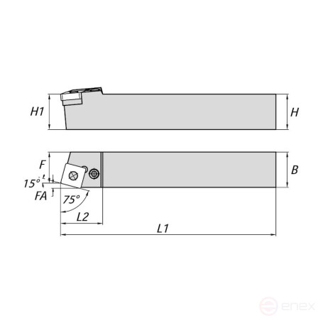 Державка токарная NORGAU Industrial для наружной обработки, правая, PSBNR2020K12