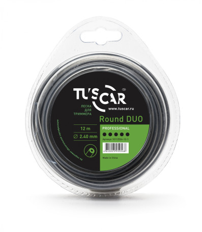 Леска для триммера TUSCAR Round DUO, Professional, 2.4mm*12m