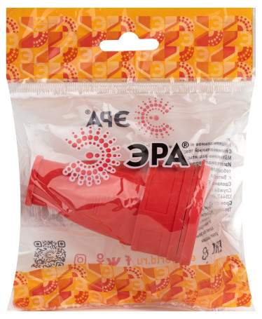 Розетка ЭРА RX10-R-IP44 каучуковая c заземлением 16А IP44 прямая красная