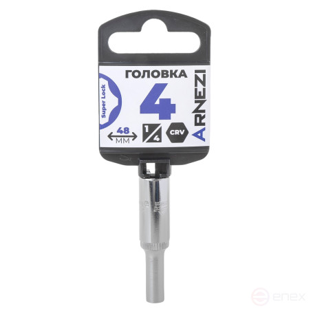 Головка 1/4" Super Lock 4 мм L=48 мм удлиненная, на холдере Arnezi R0020104