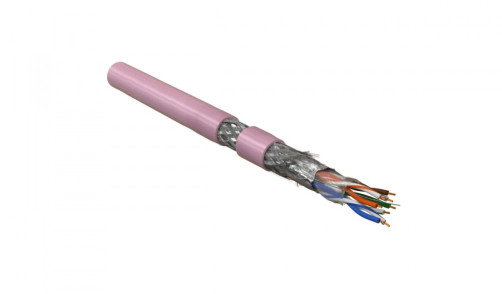 SFUTP4-C5E-P26-IN-LSZH-PK-305 (305 m) Twisted pair cable, shielded SF/UTP, category 5e, 4 pairs (26 AWG), stranded (patch), foil+copper shield. braid, LSZH, -20°C–+75°C, pink