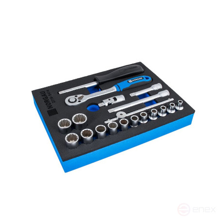 NORGAU Industrial Hex Socket set with 1/4” accessories, ND2019-S414, 19 pieces