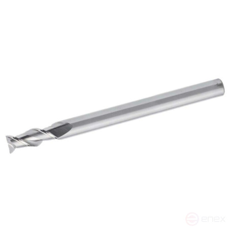 End mill NORGAU Industrial with elongated shank 2 mm, Z2, VHM