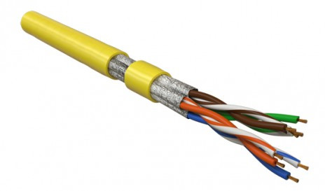 UFTP4-C6-P26-IN-LSZH-YL-100 (100 m) Twisted pair cable, shielded U/FTP, category 6, 4 pairs (26 AWG), stranded (patch), each pair in foil, LSZH, yellow