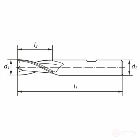 Фреза концевая NORGAU Industrial по металлу 3.5х50 мм, Z2, HSS-Co8