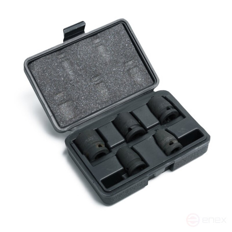 Set of hexagonal impact end heads NORGAU Industrial 1/2’, 5 pieces, N19K-005 in a plastic case