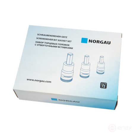 Набор торцевых головок со вставками NORGAU Industrial 1/2”, 8 предметов, NI198-H517 в металлическом ящике