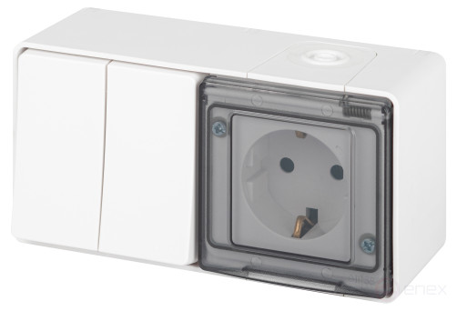Socket Block with Switch ERA Expert 11-7502-01 Dual IP55 16A-10AX-250V AC White