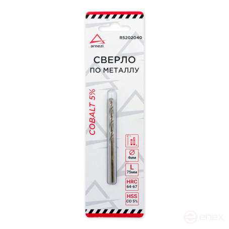 Metal drill bit HSS 4.0mm Cobalt 5% ARNEZI R5202040