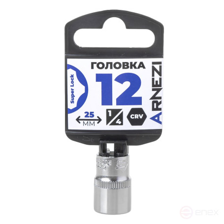 Головка 1/4" Super Lock 12 мм L=25 мм, на холдере Arnezi R0020012