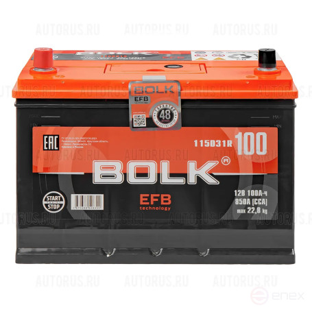 Аккумулятор BOLK EFB ASIA 100 А/ч прямой L+ 306x175x190 D31 EN 850 А