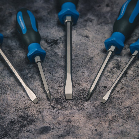 Set of reinforced slotted and phillips screwdrivers NORGAU Industrial NBS155K-161-005, 5 pieces