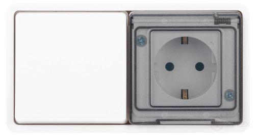 Socket block with switch ERA Expert 11-7521-01 IP55 16A-10AX-250V Horizon. SU white