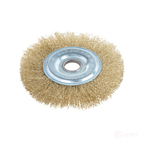 Щетка для УШМ плоская 150 мм, посадка 22.2 мм, латунированная проволока d=0.3мм, 3750 об/мин ARNEZI R8042150