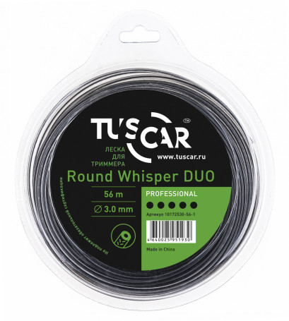 Fishing line for trimmer TUSCAR Round Whisper DUO, Professional, 3.0mm*56m