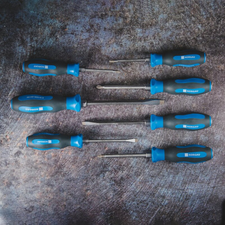 Set of reinforced slotted and phillips screwdrivers NORGAU Industrial NBS155K- 161-007, 7 pieces