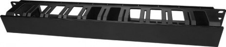 CM-1U-D66-PL-COV Plastic cable organizer with lid, depth 66 mm, wide inputs, 19", 1U