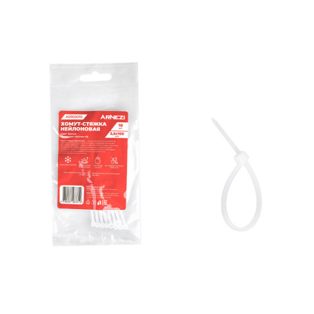 Nylon yoke 2.5x100 mm, white 10 pcs Arnezi A0903010