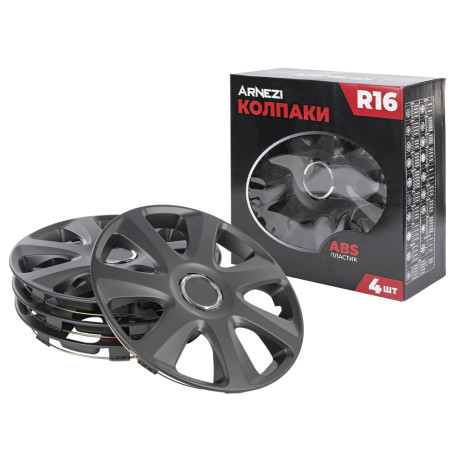Колпаки R16 Saturn 4шт (черно-матовые) ABS-пластик ARNEZI A0702040