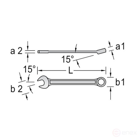Wrench, combined elongated NORGAU Industrial 14, N7L-14