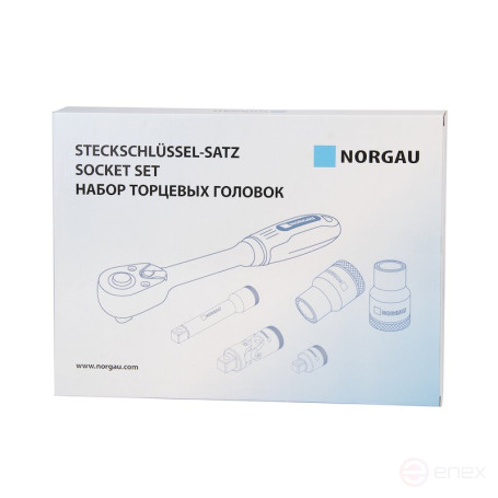 Набор шестигранных торцевых головок NORGAU Industrial с аксессуарами 1/2", 24 предмета, N1924-S832 в металлическом ящике