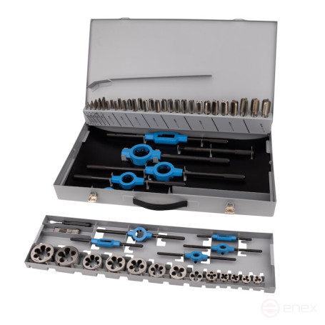 Набор ручных метчиков и плашек NORGAU Industrial M3-M24, HSS, 64 предмета