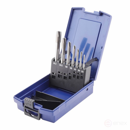 Set of machine taps NORGAU Industrial M3-M12 Form B, HSS-E, 7 items