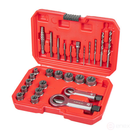 Набор экстракторов для поврежденных гаек и болтов, 26пр. универсальный R5304029 ARNEZI R5304029