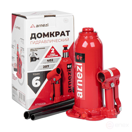 Домкрат гидравлический бутылочный 6т 207-402мм ARNEZI R7100209