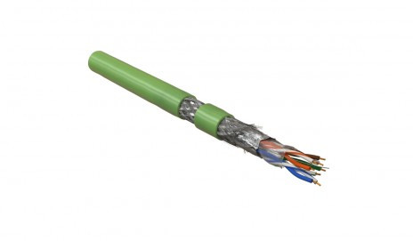 SFUTP4-C5E-P26-IN-PVC-GN-305 (305 m) Twisted pair cable, shielded SF/UTP, category 5e, 4 pairs (26 AWG), stranded (patch), foil + copper braid, PVC, -20°C – +75°C, green