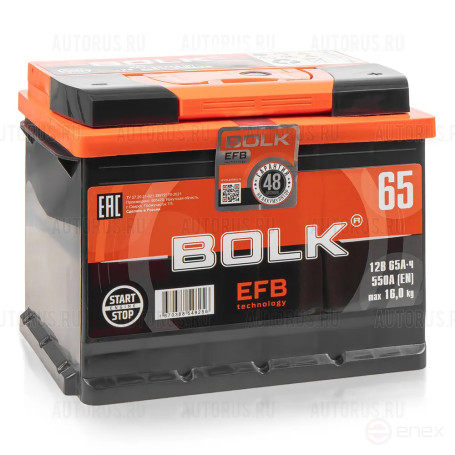 Аккумулятор BOLK EFB Stop&Go 65 А/ч обратный R+ 242x175x190 L2 EN 550 А