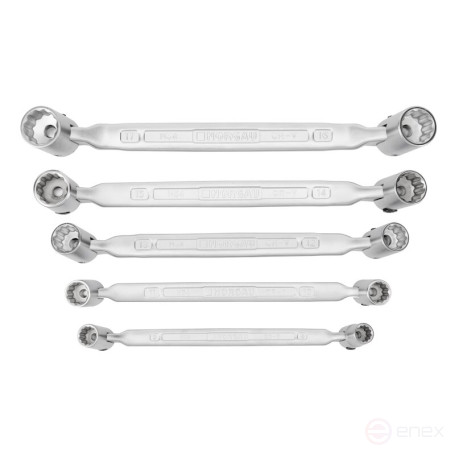 Set of socket double-sided hinge wrenches NORGAU Industrial NBS34-005, 5 pieces
