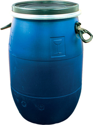 Barrel p / e 65l. with a metal lid. hoop. color. blue