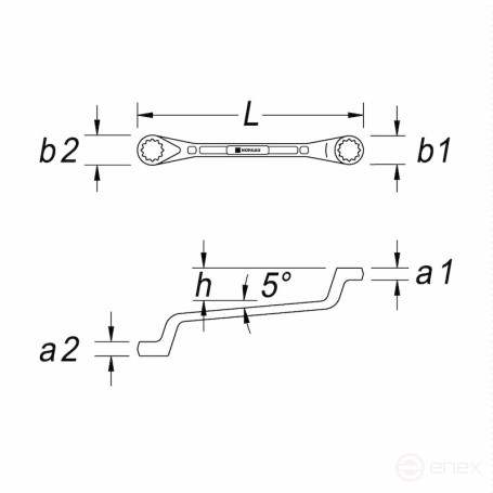 Ключ накидной NORGAU Industrial двусторонний 13x14 мм, N2-13x14