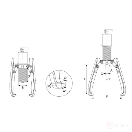 Съемник гидравлический NORGAU Industrial со встроенным насосом 8 т, NHPP-8