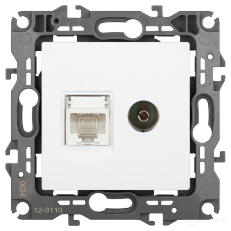 Розетка ЭРА Серия 12 12-3110-01М комбинированная RJ45+TV, белый матовый