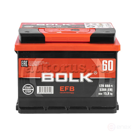 Аккумулятор BOLK EFB Stop&Go 60 А/ч прямой L+ 242x175x190 L2 EN 530 А