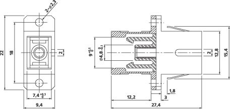 FA-P01Z-SC/SC-N/BK-BK Optical pass-through adapter SC-SC, MM, simplex, plastic housing, black, black caps
