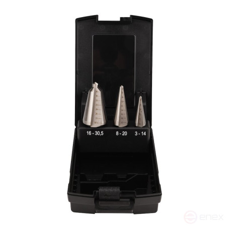 Set of conical drills NORGAU industrial for metal 3-30.5 mm, HSS-E, 3 pieces