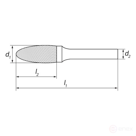 Carbide borehole NORGAU Industrial parabolic 6 mm, G shape, DCM