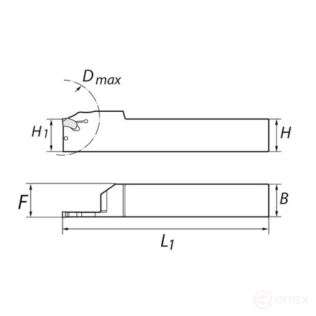 Turning holder NORGAU Industrial for external machining, cut-off CTBR2525-4