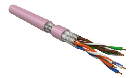 UFTP4-C6-P26-IN-LSZH-PK-100 (100 m) Twisted pair cable, shielded U/FTP, category 6, 4 pairs (26 AWG), stranded (patch), each pair in foil, LSZH, pink
