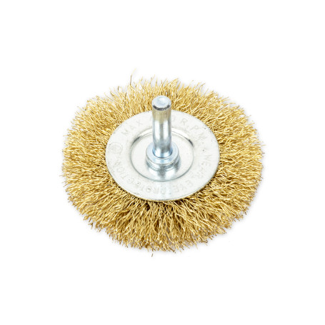 Drill brush, flat 60 mm, with stud, latuned wire d=0.3mm, 4500 rpm ARNEZI R8041060