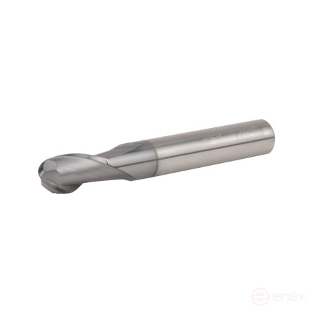 End mill NORGAU Industrial spherical 8 mm, Z2, VHM/AlCrSiN
