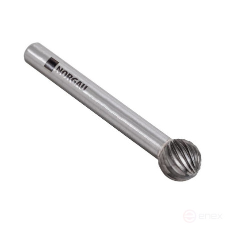 Борфреза твердосплавная NORGAU Industrial сферическая 6 мм, форма D, ALU