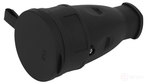 ERA RX10-B-IP44 Rubber Socket with earthing 16A IP44 Straight Black