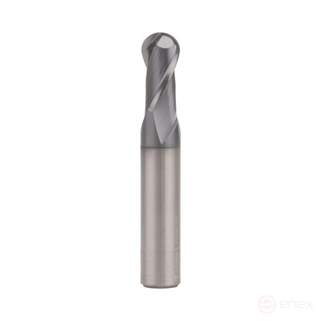 End mill NORGAU Industrial spherical 12 mm, Z2, VHM/AlCrSiN